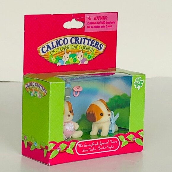 Calico Critters Sunnybrook Spaniel Twins w/baby bottle, pacifier New in Box - Picture 13 of 14